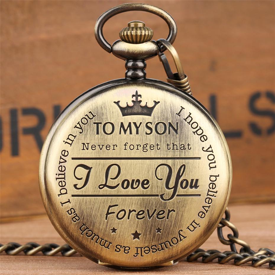 

Vintage Bronze Pocket Watch, Gift For Son, Quartz Movement, Fashion Exquisite Unique Pendant Clock With Chain Souvenir Relojes бронзовий
