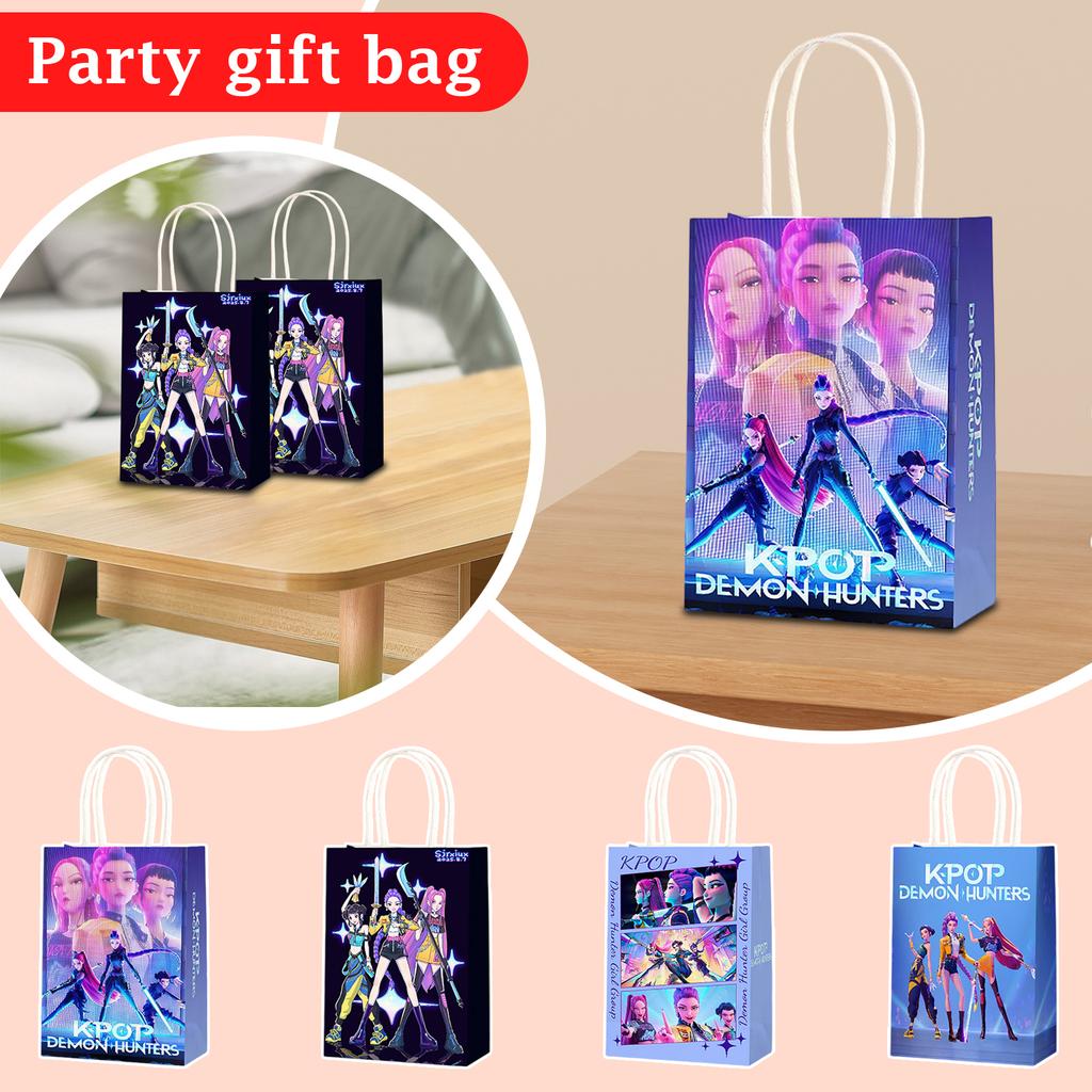 Kpop Dämonenjäger Party Geschenktüten Partyzubehör Cartoon Süßigkeitentüten Tragetaschen Geschenktüten Papierpackungen Geburtstagsfeier Deko