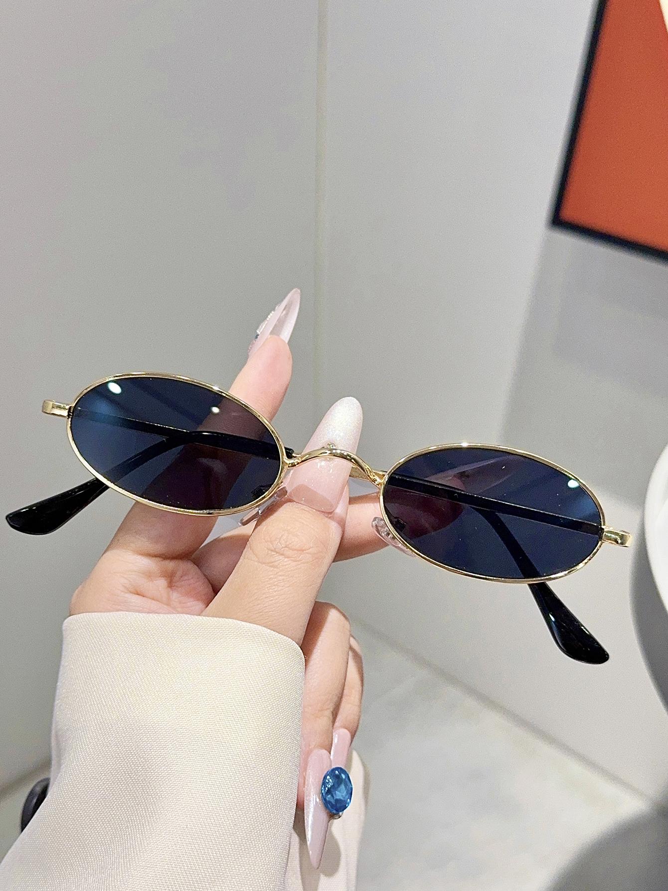 

1Pc Retro Luxury Oval Small Frame Women s Sunglasses, Fashionable Metal Frame Glasses, Suitable for Parties, Festivals, and Trav