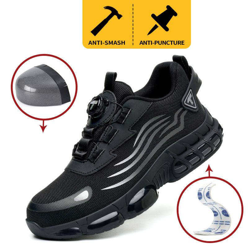 Rotary Button  Safety Shoes For Men, Anti-impact And Anti-piercing Work Shoes, Fashionable Men's Sports Shoes Tactical Boots
