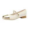 French Single Shoes Spring and Autumn Light Mouth Low Heel Square Head Word with Small Fragrant Style Small Leather Shoes Mary Jane Shoes
