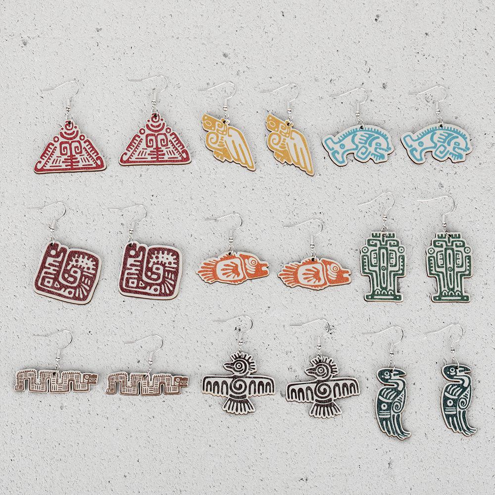 New Wooden Personalized Animal Maya Image Earrings and Accessories