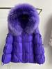 Winter new high-end fur big fox fur collar hooded down jacket women's butterfly straps thickened warm jacket