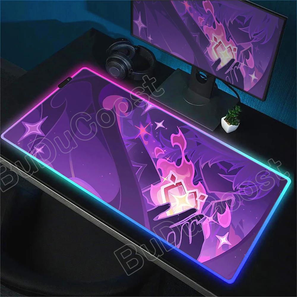 RGB Anime Desk Mat Genshin Impact Large 900x400mm Mouse Pad Carpet Computer Laptop Gaming Peripheral Accessories Durin Mousepad