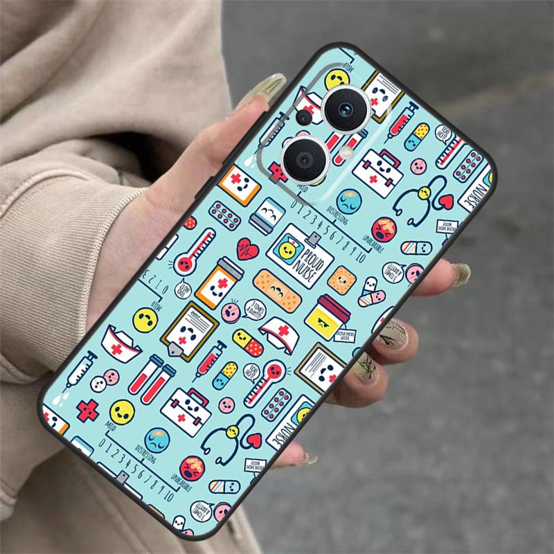 Cartoon Doctor Nurse Case For OPPO Reno 11 11F 10 Pro 4Z 5Z 8T 5 6 7 8 Lite OPPO Find X5 X6 Pro X2 X3 Lite Cover