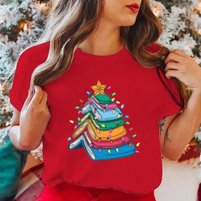 New Fashion Unisex T-Shirt Christmas Book Print Designed Summer Tops Tees Christmas T Shirts Women Men Personality T Shirts