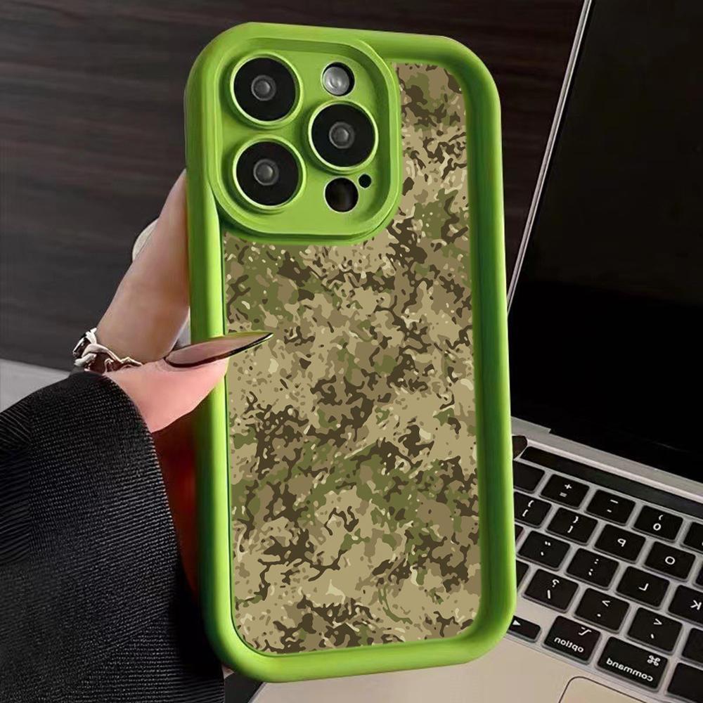 LZ6 Camouflage Camo Design Silicone Phone Case for iPhone 11 13 14 15 16 Pro Max 7 8 16 Plus 12 mini XS Max XR Shockproof Back Cover
