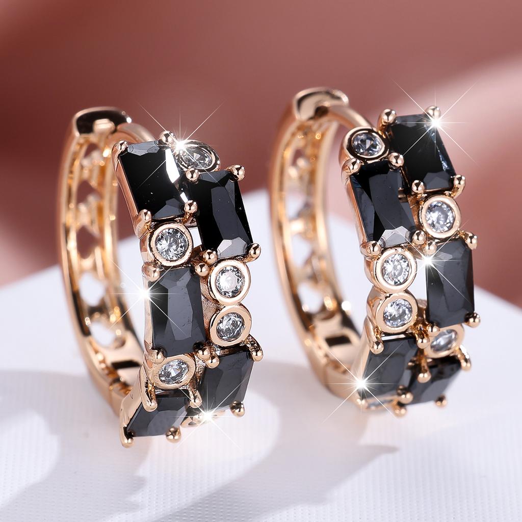 1 Paar goldene Farbe Rechteckschliff Weiß Schwarz Blau Lila Stein Tropfen Ohrringe Baumeln Haken Ohrringe Hochzeit Schmuck Geschenke