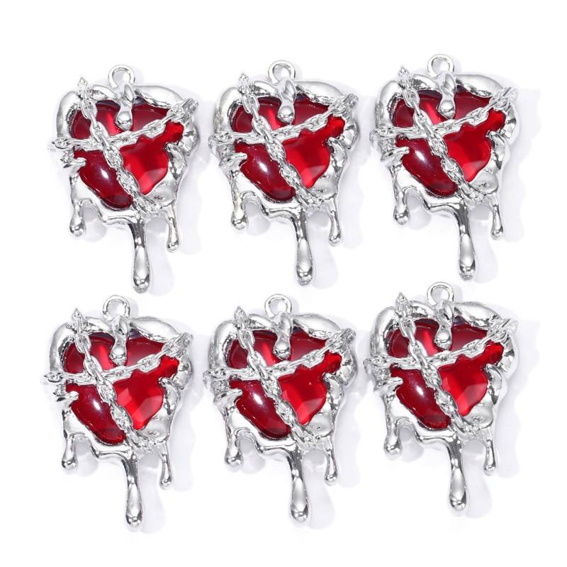 5pcs New Enamel Heart Charms Fashion Romantic Love Y2K Sweet Style Pendants For Making DIY Jewelry Accessories Necklace Findings