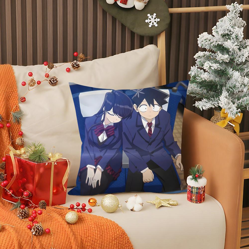 K-Komi Cant Communicate Anime Cartoon Pillow Case Printing Pillowcase Living Room Sofa Cushion Cover Bedroom Room Decor