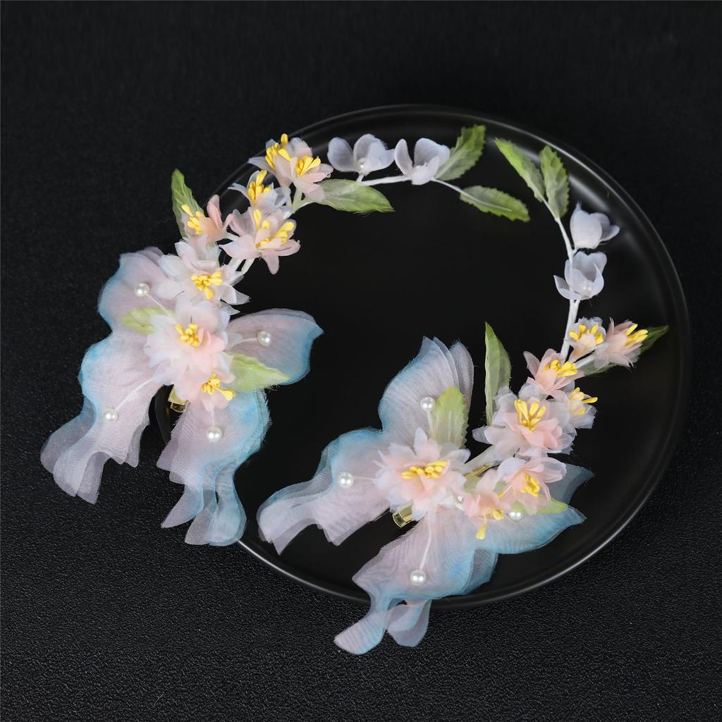 Flower Hair Clips Forks Chinese Hanfu Hair Accessories for Women Hairpin Fork Handmade Vintage Wedding Hair Jewelry Retro Crowns for Girl and Women