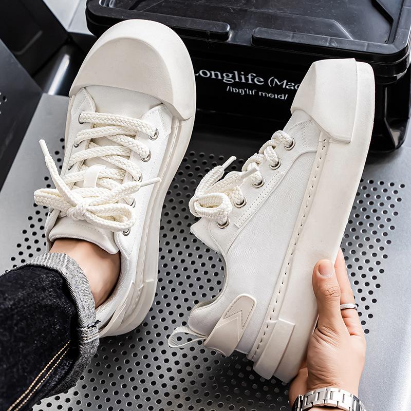 

Нишевый дизайн низкие кеды кэжуал модные уличные хип-хоп с большой головой студенческие скейтбордические летние тканевые туфли 44 белый