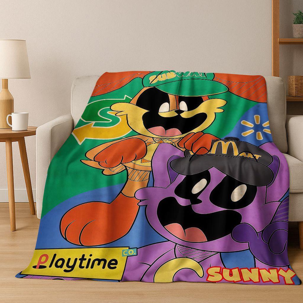 Cartoon S-Smiling C-Critters Craftycorn Catnap Art Flannel Blanket,Cozy Soft Throw Blanket for Home Bedroom Bed Sofa Cover Gift