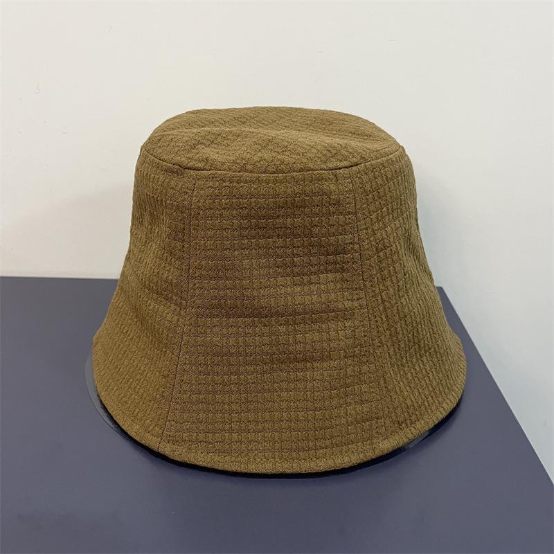 Simple crumpled bucket hat women's spring and autumn solid color versatile basin hat travel face bucket hat