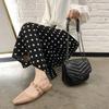 Office Ladies Summer Autumn Large Size Non-slip Baotou Slippers Women's Spring Solid Color Low Heel Rhinestones Single Shoes