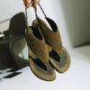 Sheepskin Version of the Summer New Pinch-toe Open-toe Sandals Women's Simple and Versatile Leather Flat-bottomed Flip-flops Toe Cool Slippers