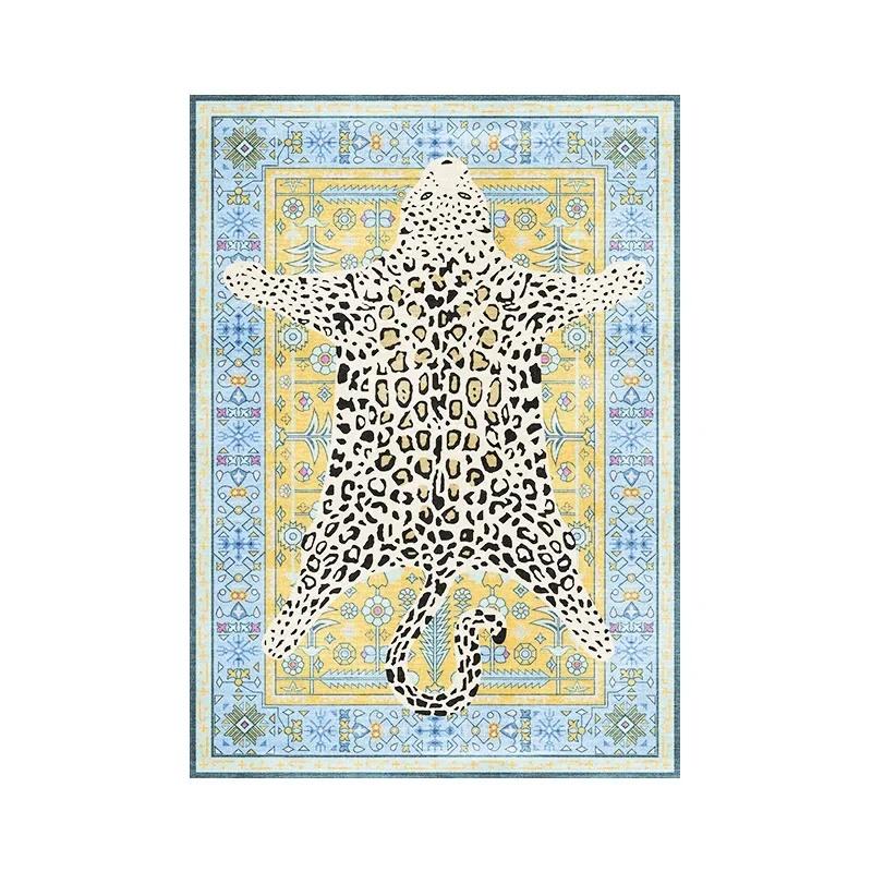 Moroccan-Inspired Tiger Living Room Carpet Ethnic Rug Large Easy-Clean Washable Non-slip Bedroom Stylish Home Decor Floor Mat