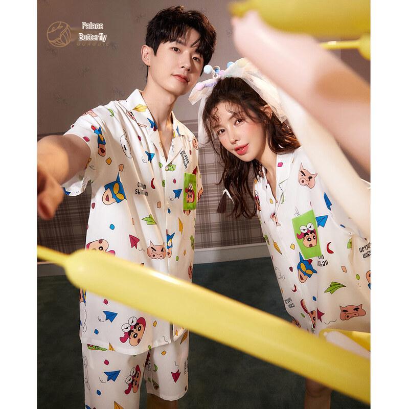 Men s Crayon Shin-chan Ice Silk Short Sleeve Pajama Set 3XL