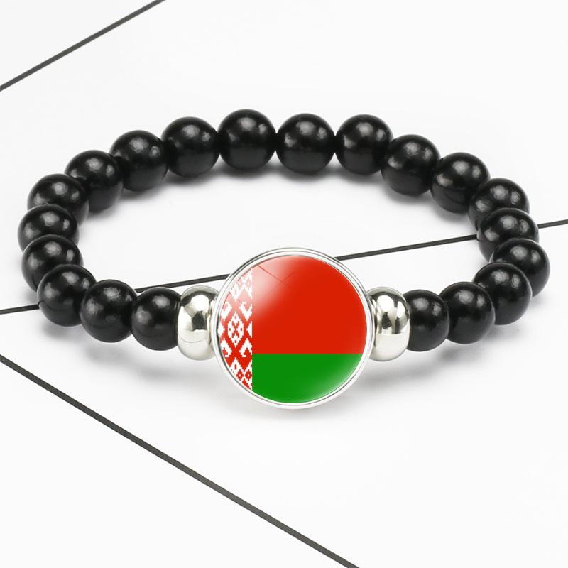 287 Länder Nationalflagge Druckknopf Elastisches Band Perlen Länderflagge Unabhängigkeitstag Perlen Schmuck Perlenarmband