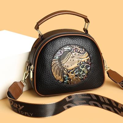 Artistic Traditional-style Crossbody Bag, Fashionable Multi-layer Bag, Wide Shoulder Strap, Single Shoulder Crossbody Bag