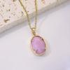 Elegant Oval Zirconia Drop Necklace, Golden Vintage Statement Jewelry