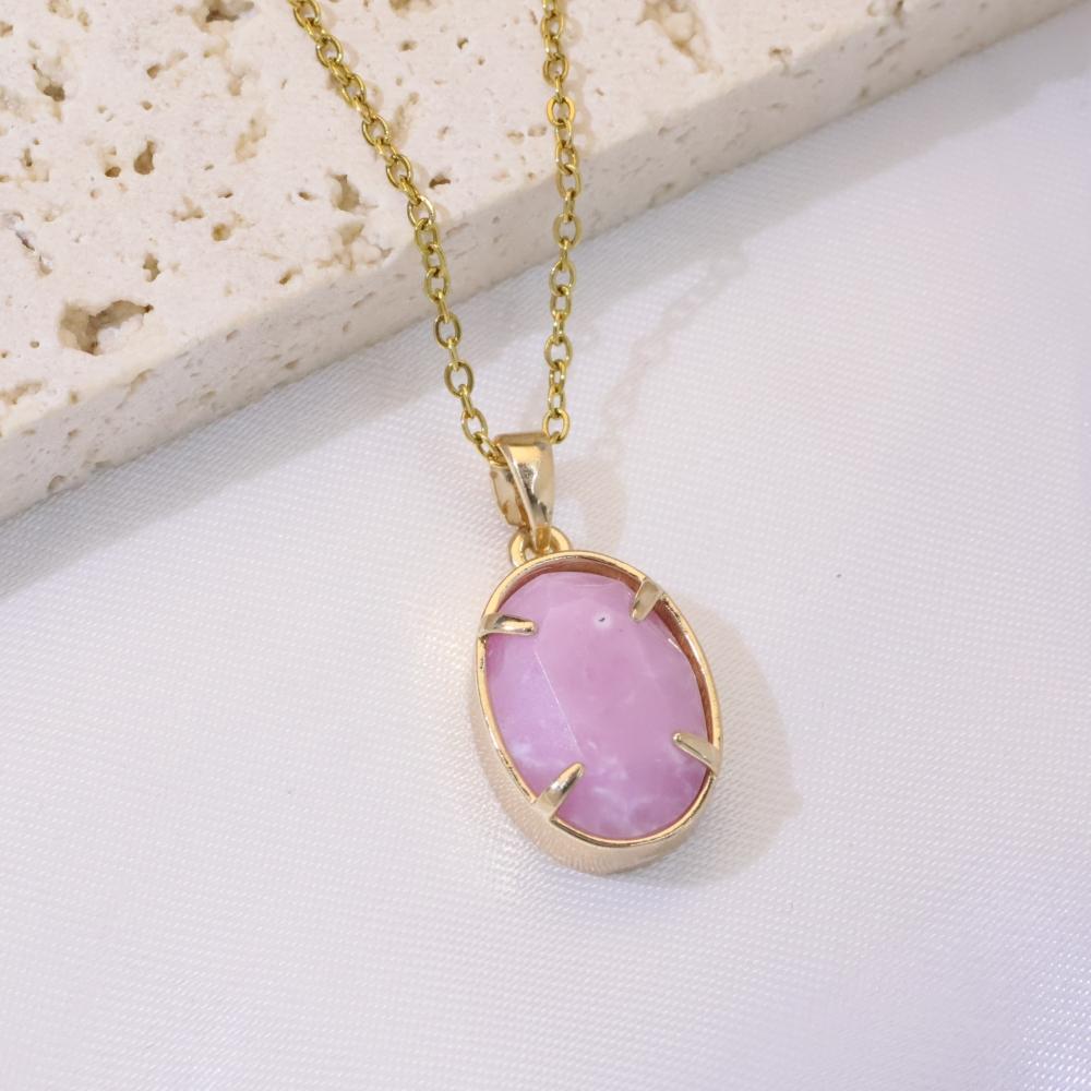 Elegant Oval Zirconia Drop Necklace, Golden Vintage Statement Jewelry