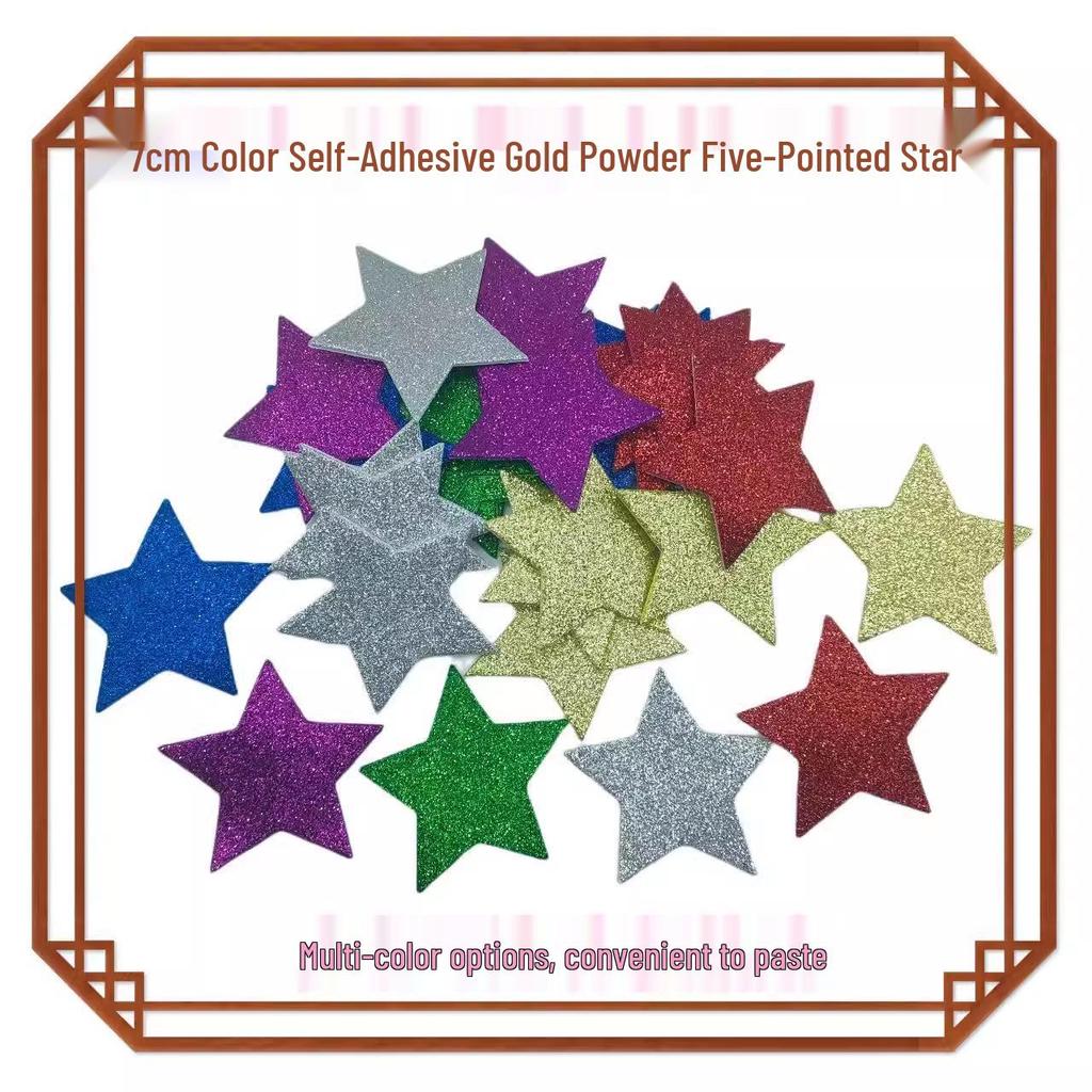 Gold Glitter Five-Pointed Star Foam Stickers for Kindergarten - Small EVA Geometric Shapes