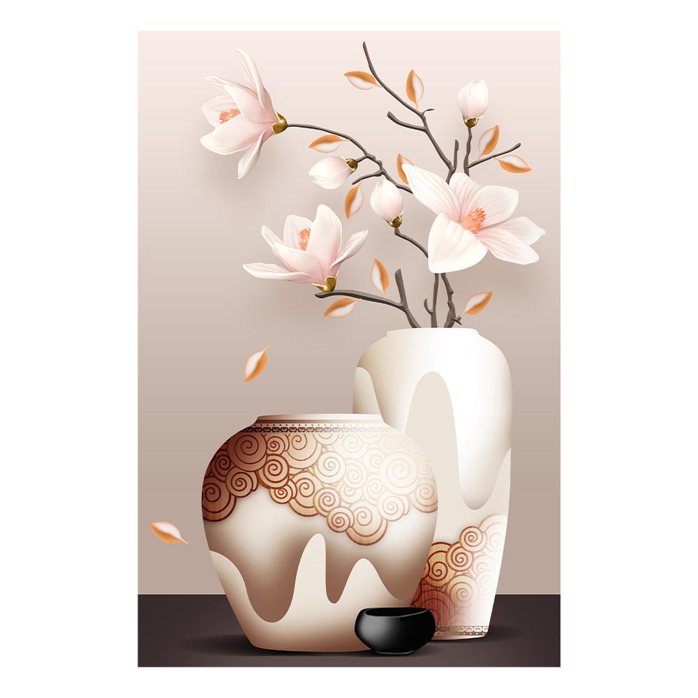 Retro Blumen Leinwandgemälde Wandkunst Bilder Chinesischer Stil Vintage Poster und Drucke für Wohnzimmer Flur Dekor