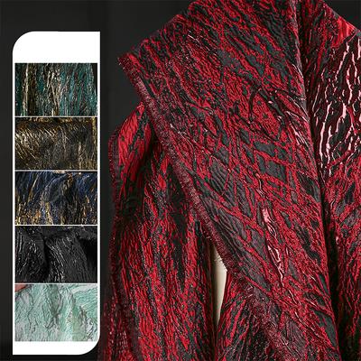 Super Concave And Convex Texture Green-Gold Plated Jacquard Embossed Fabric Skirt Cheongsam Dress Hanfu Retro Designer Fabric