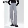 Betu Women's 2025 Winter Elastic Waist Curved Wide-Leg Pants