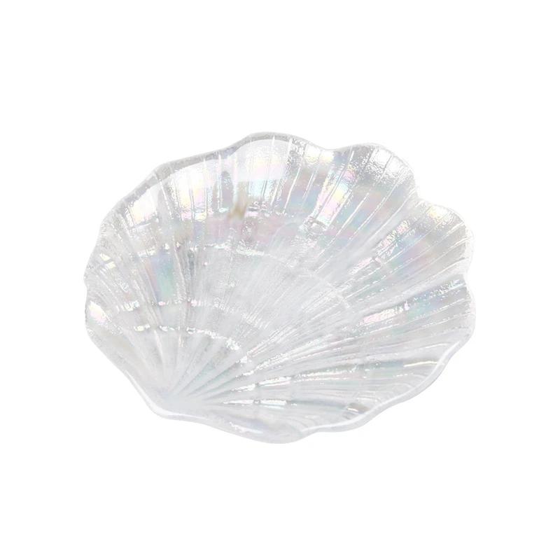 Transparent Glass Tray Decorative Jewelry Storage Trays Coffee Mug Fruit Dessert Cake Plates Desktop Room Decor Table Ornament