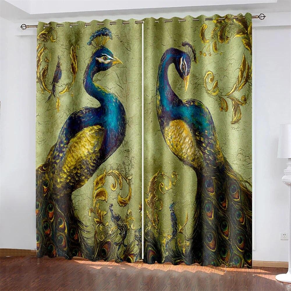 Green Peacock Luxury Curtains For Living Room On Sale Window Curtains The Bedroom Modern Curtains 260 High Drapes