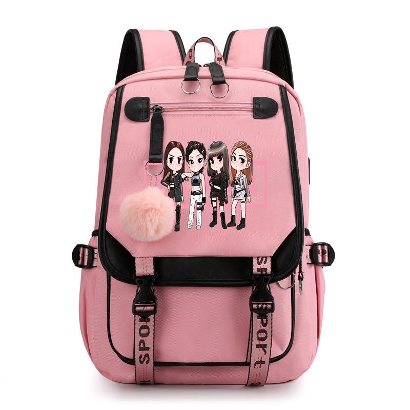Blackpink S potiskem Batoh Pro základní a střední školy Ležérní Školní taška Pro studentky
