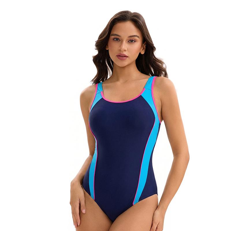 European and American sleeveless conservative one-piece swimsuit women s multi-color sexy triangle racing swimsuit S