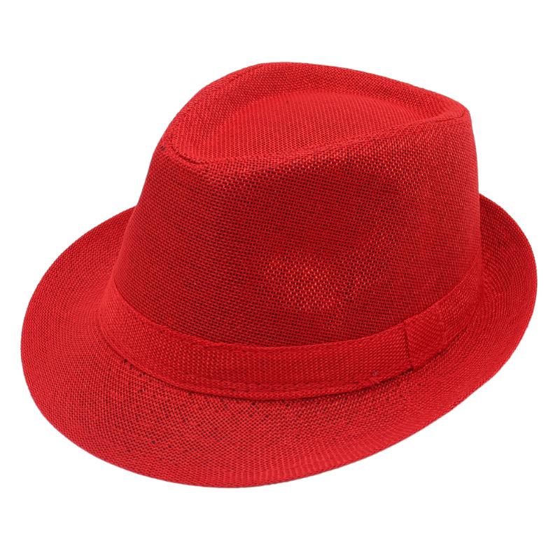 Dance Performance Small Jazz Hat Panama Top Hat Seaside Casual Beach Hat Simple Solid Color Trilby