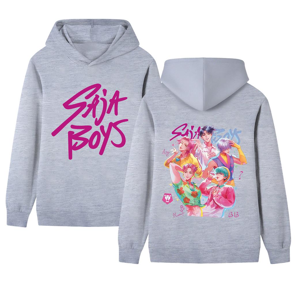 B1207-2 Kids Boys Girls Kpop Rumi Zoey Mira Sajaboys Double-sided Print Long Sleeves Hoodie