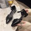Fashion Spring New Baotou Slippers for Women Fashion Pointy Shallow Mouth Butterfly Knot Hollow-out Line with Non-slip Low Heels