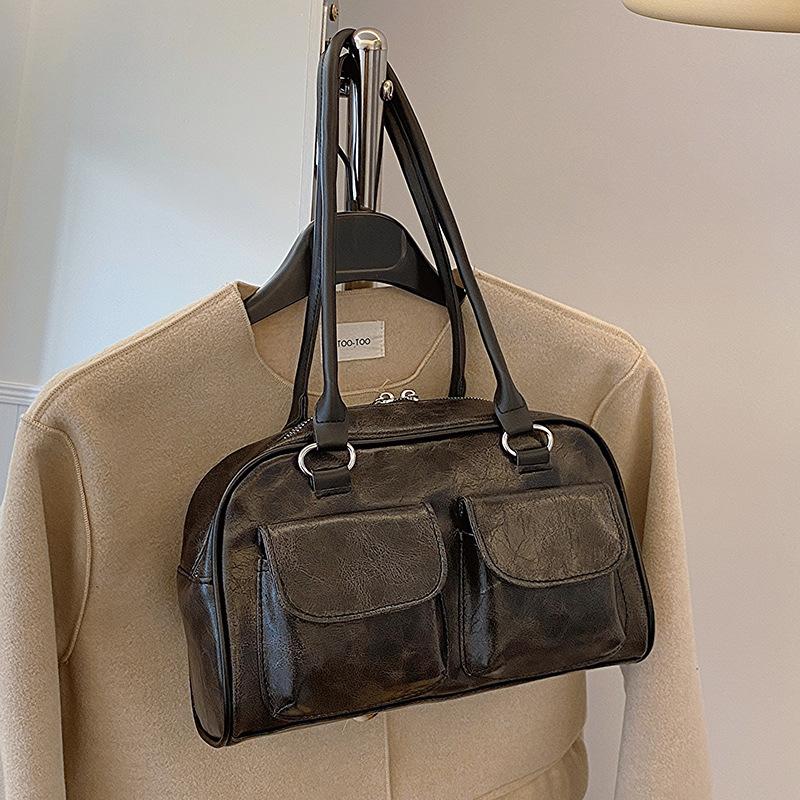 Bag Women'S Retro Handbag Large Capacity Storage Bag Versatile Women'S Bag Double Pocket Underarm Bag Tide