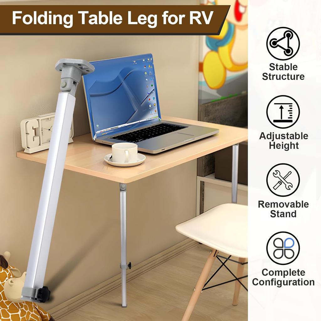 56 To 93cm Adjustable RV Folding Telescoping Leg Tables Support Aluminum Alloy Telescopic Desk Stand for Rv Pontoon Truck Camper Yacht Travel Trailer