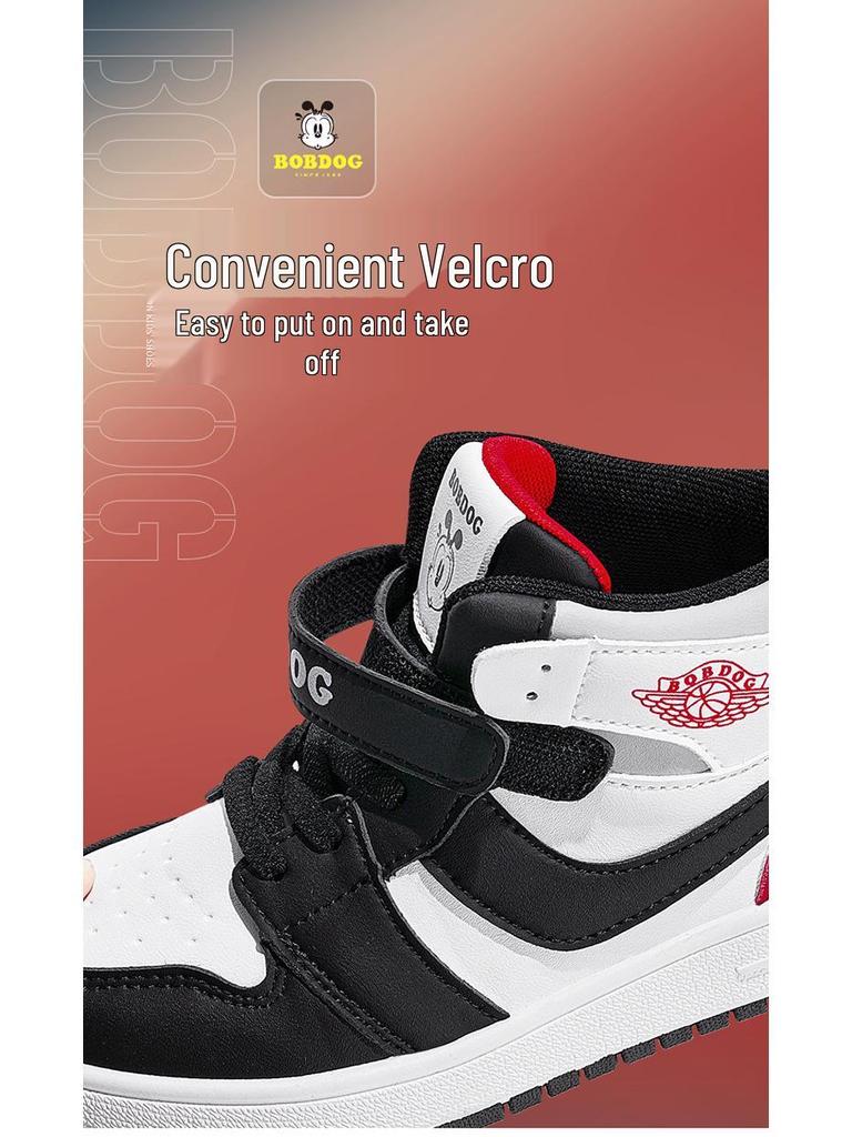 2025 New Girls' High-Top Leather AJ Sneakers: Autumn/Winter Cotton Shoes for Middle-Aged Children