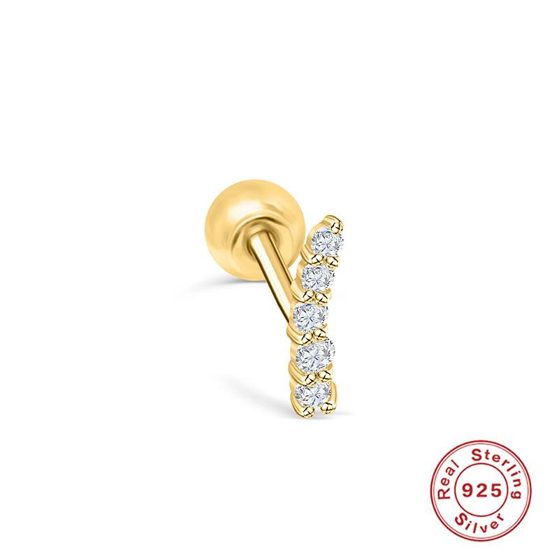 S925 Sterling Silver Piercing Ear Bone Stud Ear Nail Small Gold Ball Threaded Ear Stud Zircon Body Earrings Earrings