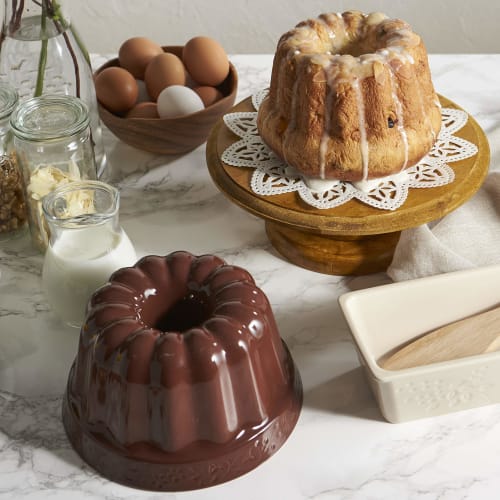 MIYAWO Bakeware Baker's Pound Cake Pan, Pink, 25cm Diameter x 10cm Depth x 6.5cm Height, Microwave, Dishwasher, and Oven Safe, BKS02-098