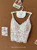 French Lace V-Neck Seamless Camisole with Fixed Cups and Thin Straps