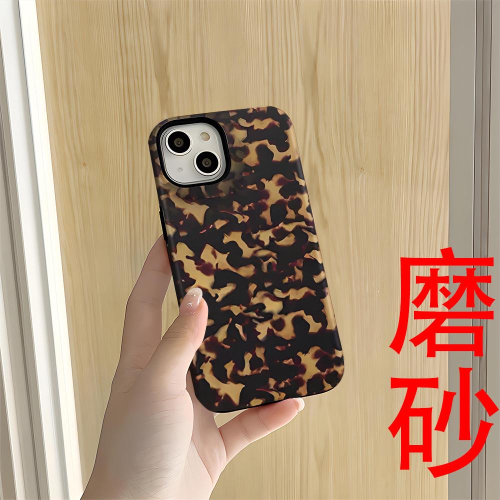 Foreign Trade Retro Brown Leopard Print Iphone16 Mobile Phone Case Apple 17promax Two-in-one Magnetic Film Case 15