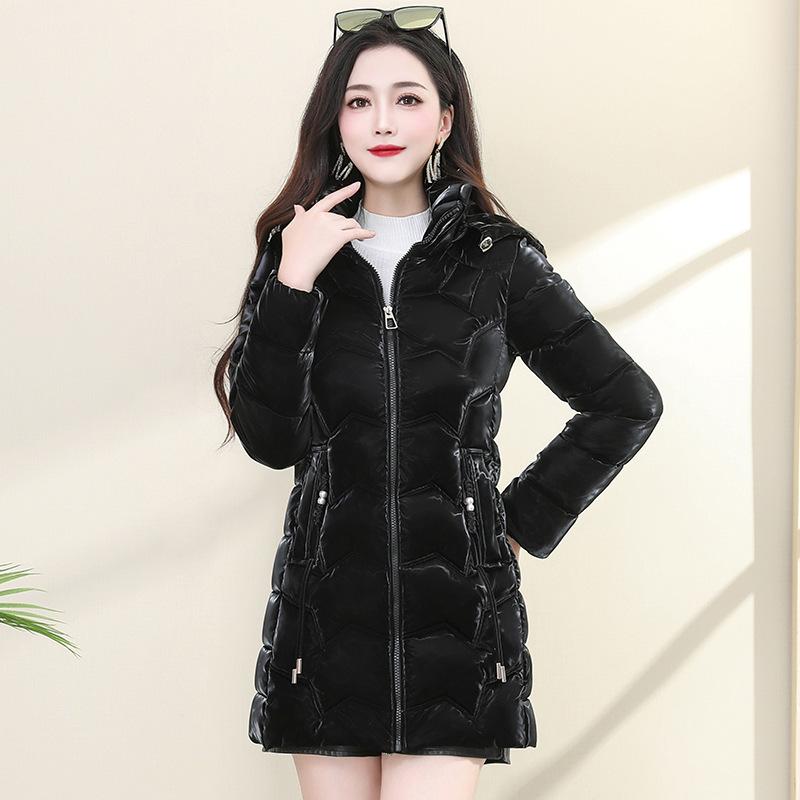 

Утепленная хлопком женская зимняя одежда средней и длинной длины, глянцевая несмываемая пуховая хлопковая одежда, в иностранном стиле, теплая и утолщенная XL (95-55 kg)