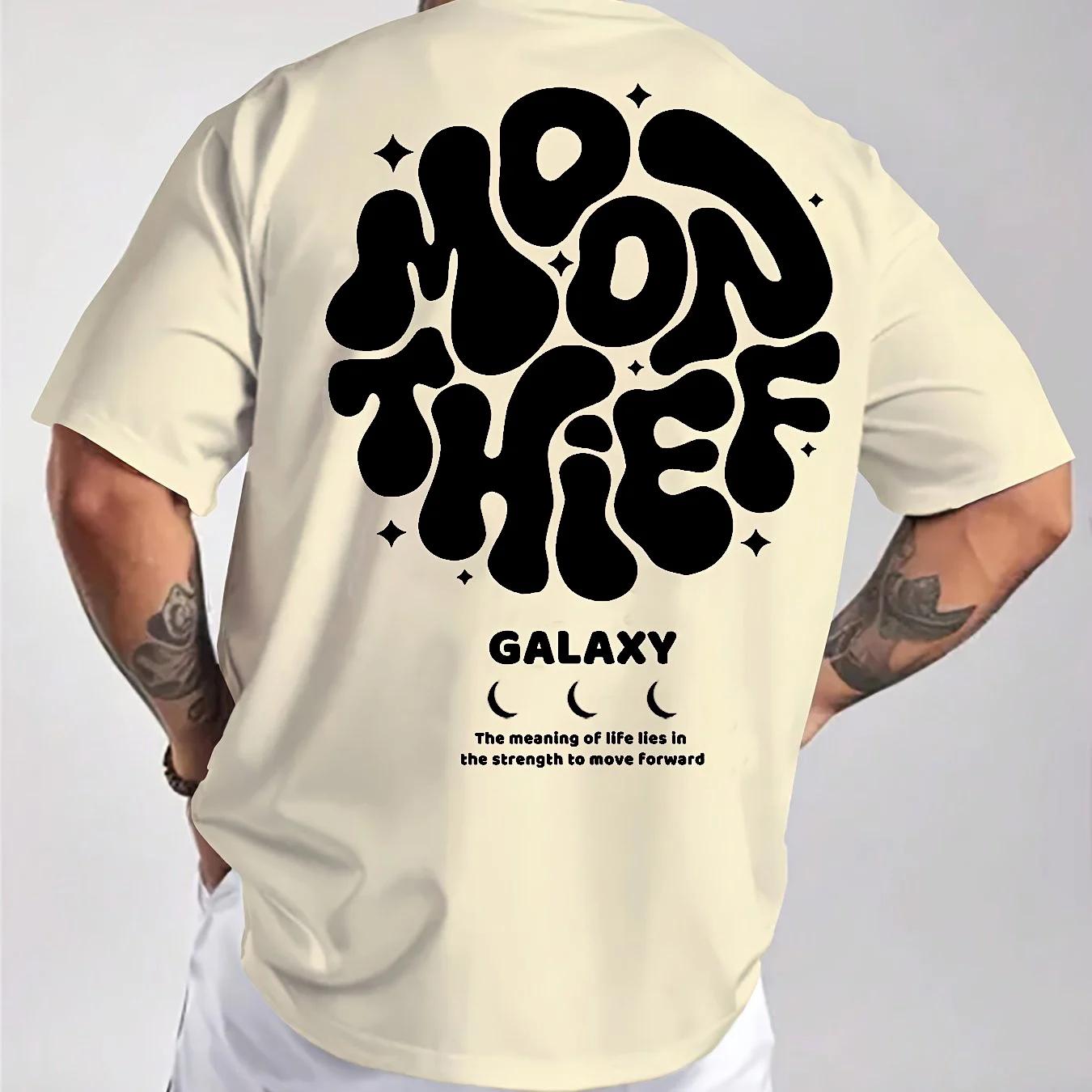 Mens casual plussize casual Tshirt fashionable galaxy print round neck short sleeve S