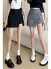 2024 Women's High Waist A-line Skirt with Irregular Slit & Built-in Shorts