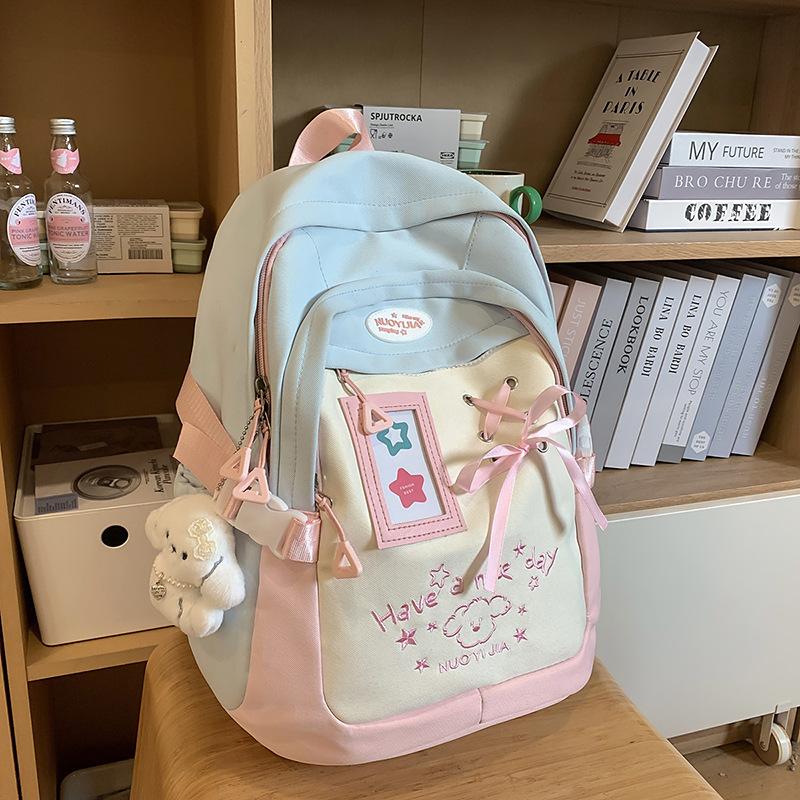 Korean Version Ins Schoolbag Female College Student Cute Large-capacity Computer Backpack Fashionable Color Matching Junior High School Backpack