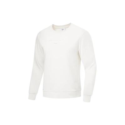 Li-Ning Fitness Series Solid Color Fleece Warm Pullover Long Sleeve Sweatshirt Men Sweatshirt Off-White AWDT789-1
