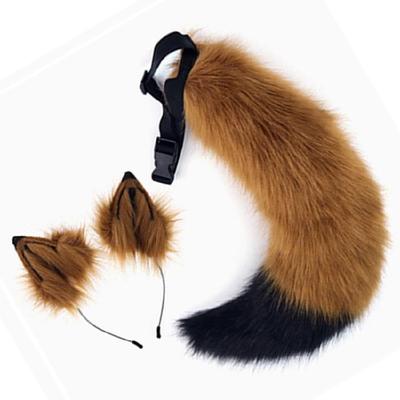 Conjunto de Orelhas e Cauda de Lobo Raposa Peluda Headband de Orelhas com Cauda de Lobo Raposa Fantasias Cosplay de Animal para Halloween Adultos Adolescentes Crianças